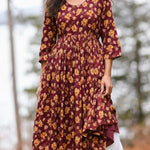Vintage Floral Print Cotton Midi Dress