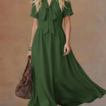 Comfortable Linen And Cotton Tie-waist Dress