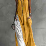 Casual And Cozy Color-blocked Cotton Dress