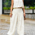 Women's Casual Linen And Cotton Sleeveless Top And Pants Two-piece Set