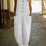 Women's Casual Cotton Vest And Denim Jumpsuit