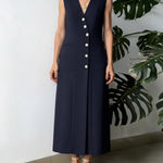Women's V-neck Sleeveless Loose-fitting Casual Linen Dress