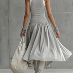 Stylish Casual Color-blocked Ribbed Stretch Midi Dress