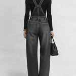 Women's Casual Loose Denim Overalls Wide-leg Jumpsuit