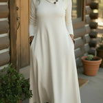 Cozy Button-down Stretch Midi Dress