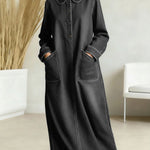 Women's New Spring Collection Peter Pan Collar Long-sleeved Casual Loose Denim Dress With Pockets.