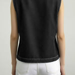 Women's Round Neck Sleeveless Loose-fitting Casual Denim Top