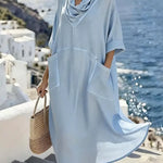 Women's Linen And Cotton Pocket Dress