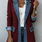Knitted Patchwork Denim Casual Cotton Jacket