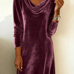 Women's velvet draped neck dress