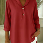 Retro Cozy Notch Lapel Linen Shirt Top