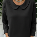 Cozy Vintage Peter Pan Collar Cotton Sweatshirt Top