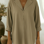 Casual And Cozy Collared Denim Cotton Top