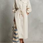 Linen And Cotton Dress With Drawstring Waist