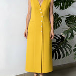 Women's V-neck Sleeveless Loose-fitting Casual Linen Dress