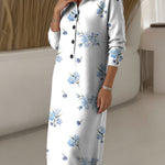 Women's Elegant Floral Decorative Patterns Casual Shirt Collar Long Sleeve Dress