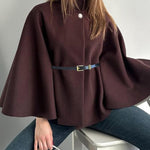 Women's Stylish Elegant Solid-color Wool Cape Coat