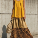 Casual Leopard Print Color-block Loose Cotton Two-piece Set