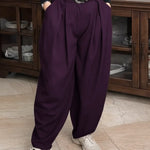 Women's Solid Color High-waisted Casual Loose Cotton Harem Pants