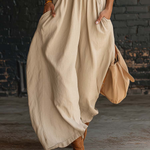 Elegant Resort-style Stand-collar Cotton Dress