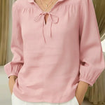 Women's Casual Peter Pan Collar Linen And Cotton Top