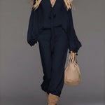 Flowy Chiffon Shirt And Trousers Two-piece Set