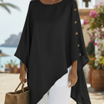 Elegant Flowing Irregular-hem Satin Blouse Top