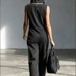 Casual Patchwork Striped Hooded Denim Jumpsuit