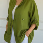 Women's Lace-paneled Cotton And Linen Shirt
