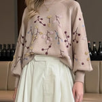 Women's Cozy Three-dimensional Embroidered And Beaded Pullover Sweater