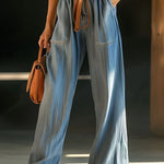 Women's Casual Stylish Lapel Short Sleeve Denim Jumpsuit