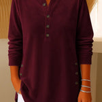 Women's Solid Color V-neck Long-sleeved Velvet Top