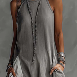 Casual And Cozy Color-blocked Cotton Dress