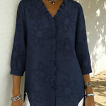 Romantic Ruffled Collar And Floral Embroidery Shirt