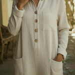 Casual Polo Collar Button-up Linen Jumpsuit