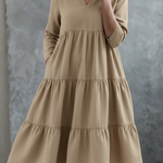 Casual Elegant Multi-layered Hem Denim Dress
