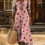 Women's Floral Pattern Art Print Casual Cotton Dress