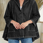 Women's V-neck 3/4 Sleeve Casual Loose Denim Top
