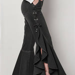 Elegant ruffled denim pants