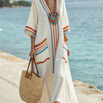 V-neck Short-sleeved Long Dress