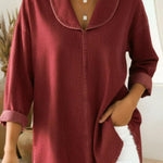 Retro Shawl Collar Denim Cotton Top