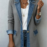 Knitted Patchwork Denim Casual Cotton Jacket