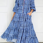 Women's Plaid Long-sleeved Cotton Dress