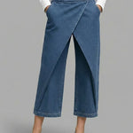 Women's High-waisted Loose-fitting Cropped Wide-leg Jeans