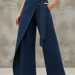 Stylish Elegant Wrap-around Faux Two-piece Denim Pants