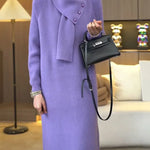 Women's Cozy Sweater Dress With Detachable Scarf