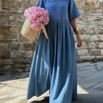 Cozy Vintage Peter Pan Collar Loose Denim Cotton Dress