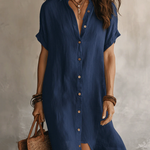 Minimalist Basic Shirt Linen Cotton Mini Dress