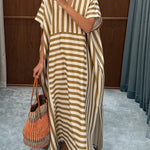 Loose And Cozy Striped Linen And Cotton Dress
