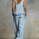 Women's Casual V-neck Ruffle Set